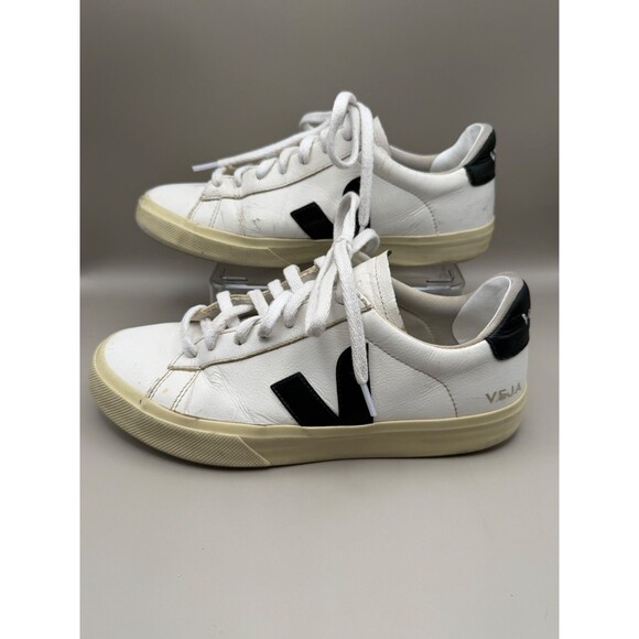VEJA Campo Womens Leather White Black W Lace Up Low Top Casual Sneakers Size 9 - Picture 4 of 8